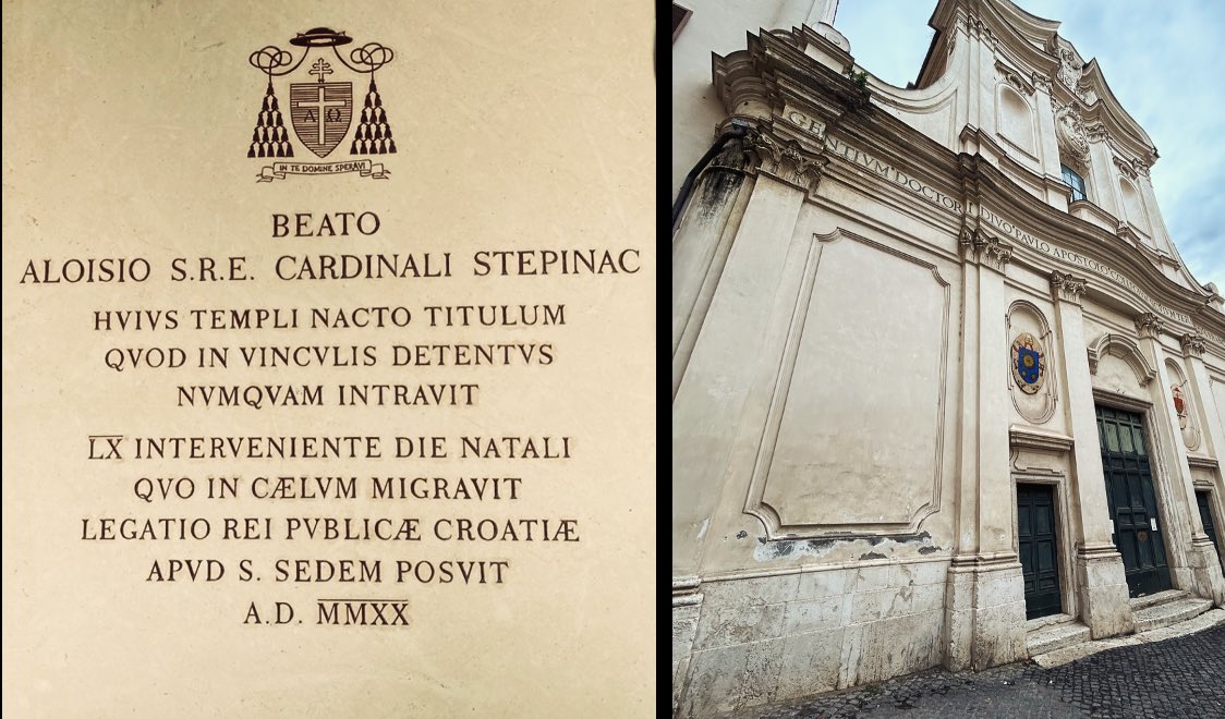 Today in #Rome, on the birthday of Blessed Alojzije #Stepinac, at Sancti Pauli in Arenula (San Paolo alla Regola), the titular church of the blessed cardinal. Legend has it that this place was the house of Saint Paul, and even today his room can be seen in the chapel.