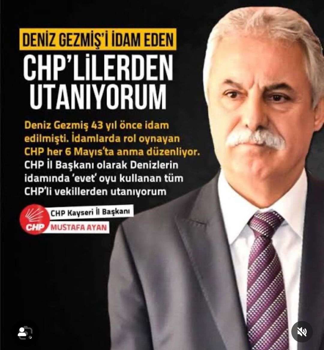 Çok şükür  CHP Kayseri İl Başkanı Mustafa Ayan,Denizleri kimlerin idam ettiğini yazmış.
CHP Milli Güvenlik Sorunudur.
Konu kapanmıştır.