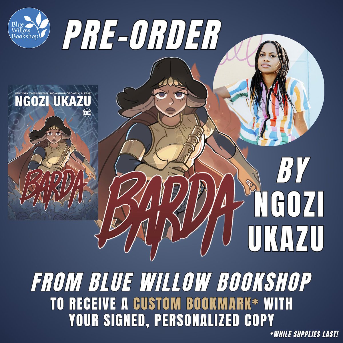 BARDA comes out in a few weeks! If you'd like me to sign and personalize your copy, pre-order BARDA from @BlueWillowBooks here: bluewillowbookshop.com/pre-order-barda