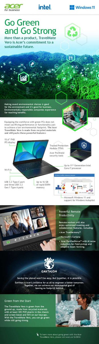 What's the greenest way to accelerate your #sustainability initiatives without sacrificing performance and durability? With this infographic, we hope to convince you it starts with @Acer's #TravelMate Vero. Check it out.     #GreenTech stuf.in/be0b7l