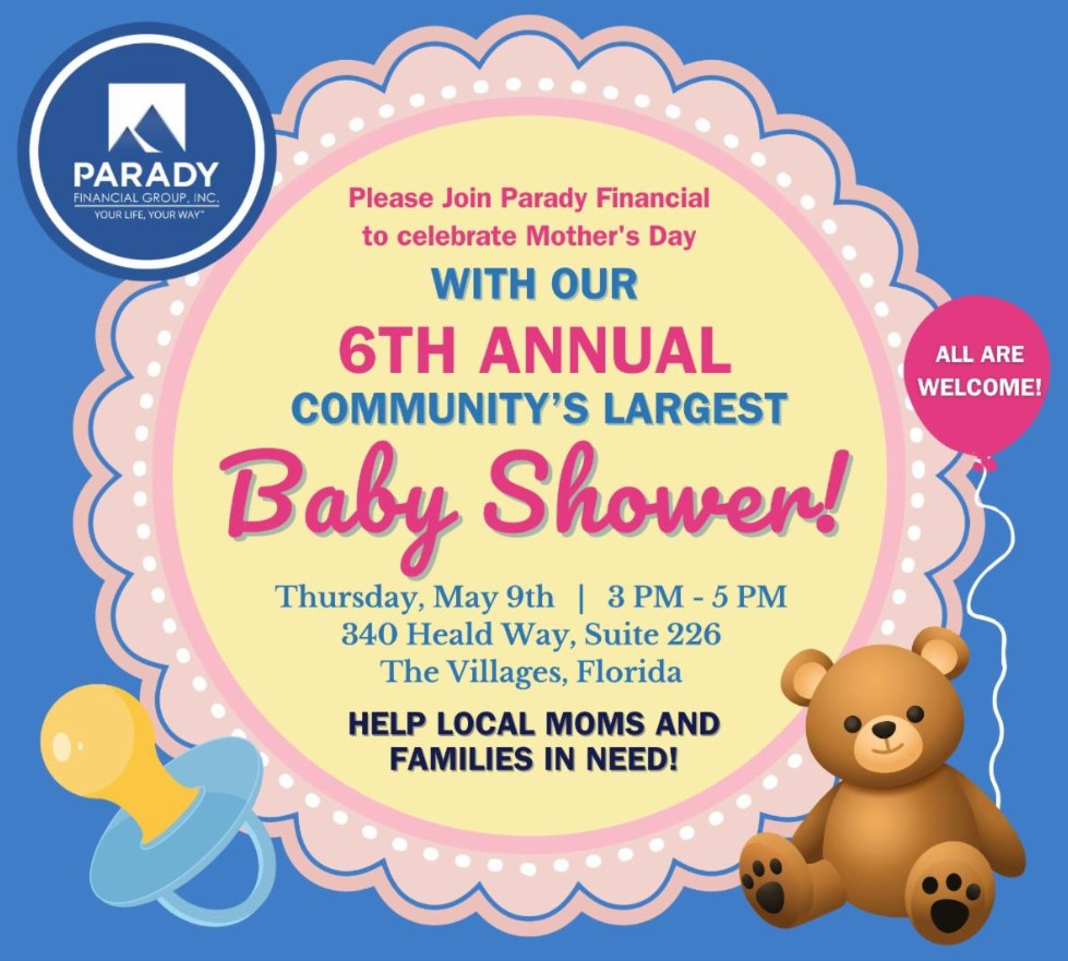 REMINDER- Don't forget to swing by tomorrow to join us for our 6th Annual Community's Largest Baby Shower! 🧸🍼🧷

#paradyfinancial #communityinvolvement #paradycares