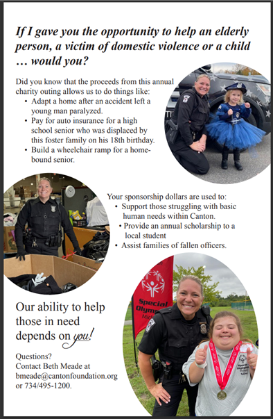 CComFoundation's tweet photo. 32nd Annual Jack Demmer Golf Outing to benefit Canton Police Benevolence Fund at Canton Community Foundation
Wednesday, June 12th 2024
Fox Hills Golf and Banquet Center
Golden Fox
9:00 SHOTGUN START
Click to register: https://t.co/5zeVfoHvs1 https://t.co/8mS6wsGzOX