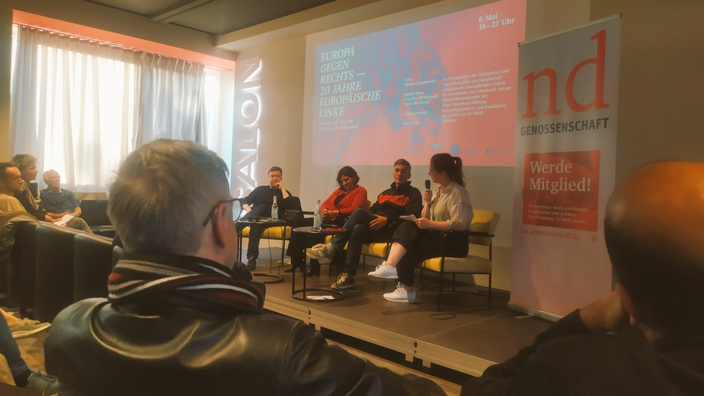 On #LiberationDay, @europeanleft's lead candidate @WalterBaierEL participates in Berlin in the event organised by @ndaktuell with representatives of @dieLinke, @transform_ntwrk and @rosaluxstiftung over the 20 years of the Party of the European Left #TagderBefreiung