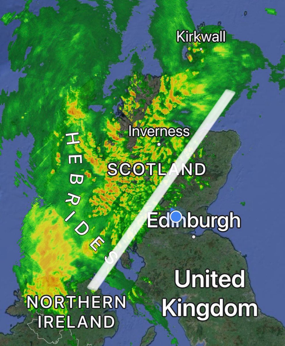 This is how it’s looking just now give or take, but by bedtime much of Scotland will be wet . . . With rain overnight into Thursday morning
