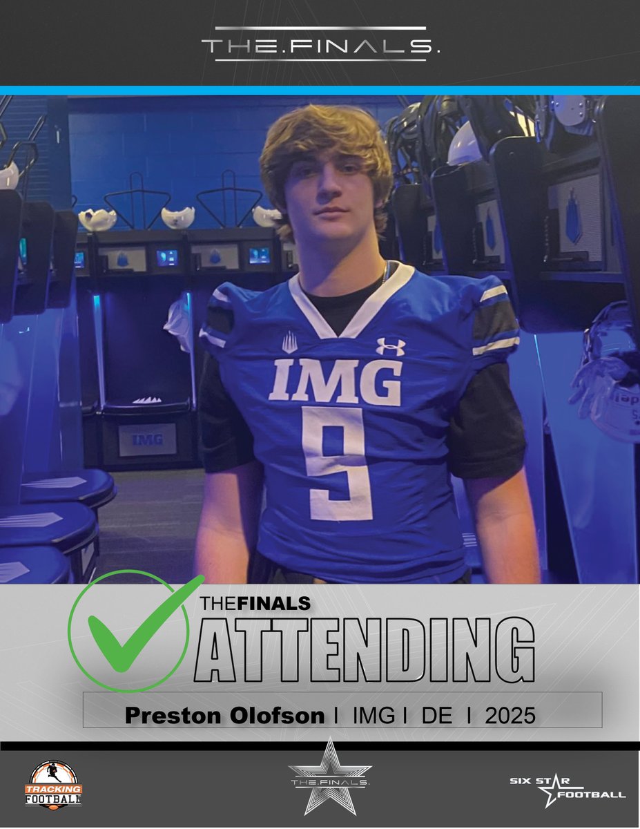TheFINALS | Preston Olofson 6’4, 245 | DE | 2025 | IMG (FL) ⭐Excited to announce Preston Olofson will be attending the TheFINALS! ⭐Talented prospect with big upside from Florida powerhouse football program‼️ Don’t miss this opportunity to compete and earn that…