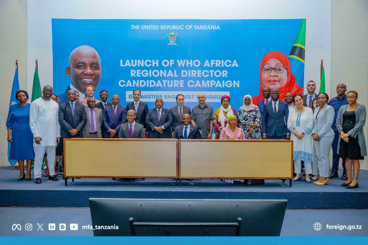 Today, Tanzania launched a campaign endorsing Hon. @DocFaustine for the Director position at @WHOAFRO, held at JNICC in Dar es Salaam. Dr. Ndugulile is the candidate with a distinctive background in the medical and health sector.
