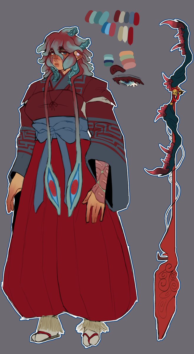 otohime redesign !!! it is Very scary to do redesigns but always so satisfying in the end ... there's a few inspirations from totk in here but it's mainly just more research into heian era clothing + giving her an ainu textile for her clothes

#oc #jjkoc #jjk