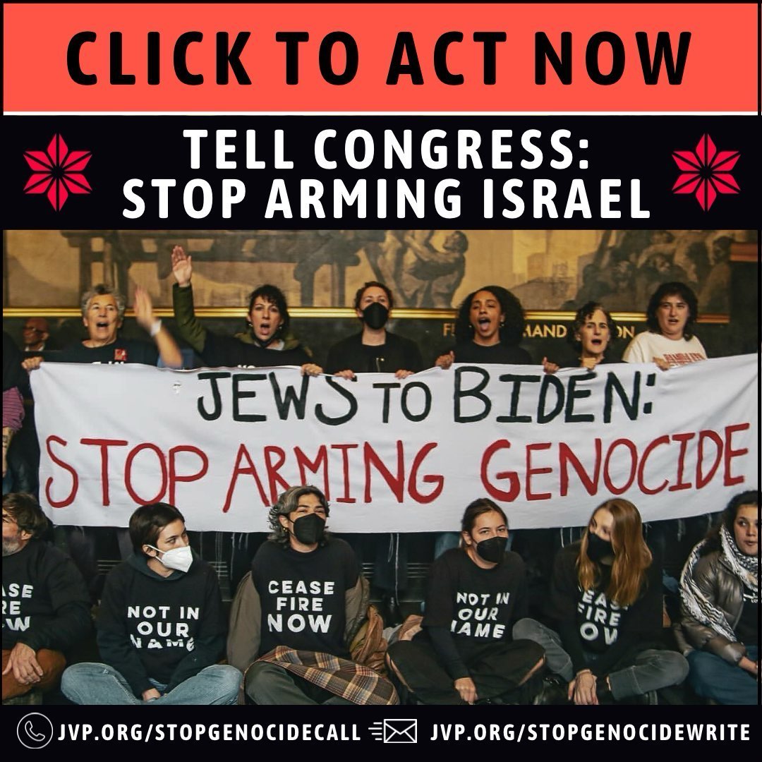 As the Israeli military attacks Rafah and a full-scale invasion looms, it’s never been more vital to make the US government stop sending weapons to Israel. And right now, we have an opening to end this US-backed genocide. 

Call Congress now: jvp.org/stopgenocideca…