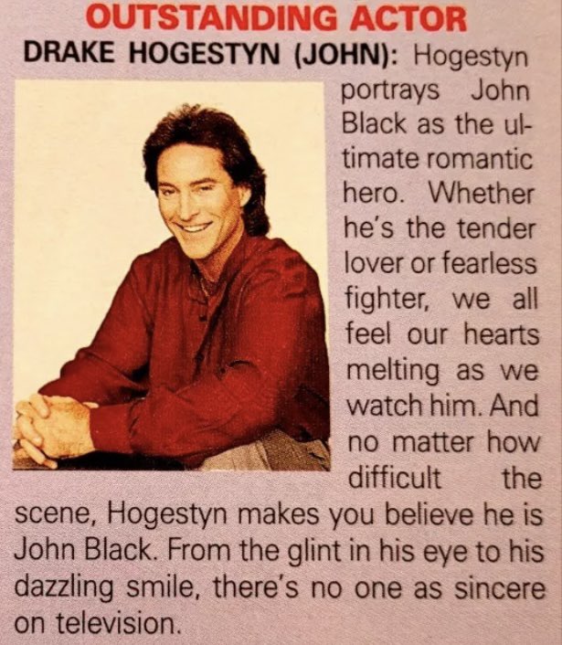 “From the glint in his eye to his dazzling smile, there’s no one as sincere on television.”  Still true to this day…❤️❤️ #Days #Jarlena #JohnBlack