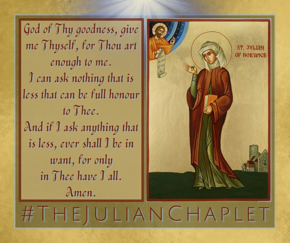 Blessed Feast of St. Julian of Norwich!

Let us come together and pray to Christ our God, remembering His Cross and great Mercy.

Chaplet of St. Julian of Norwich:

Tonight @ 8:30 PM (CDT)

Ecumenical Fellowship & Prayer Discord Server
Event Invite: discord.gg/AcCxs8ax?event…