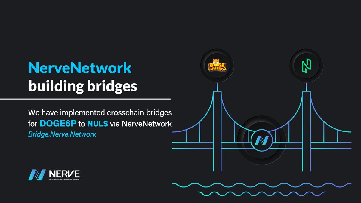 We're pleased to announce that a new cross-chain bridge has been successfully implemented for our partner @doge6packs from @BNBCHAIN to @Nuls🎉 🌉bridge.nerve.network #BNB #BNBChain #Nuls #NerveNetwork #crosschain