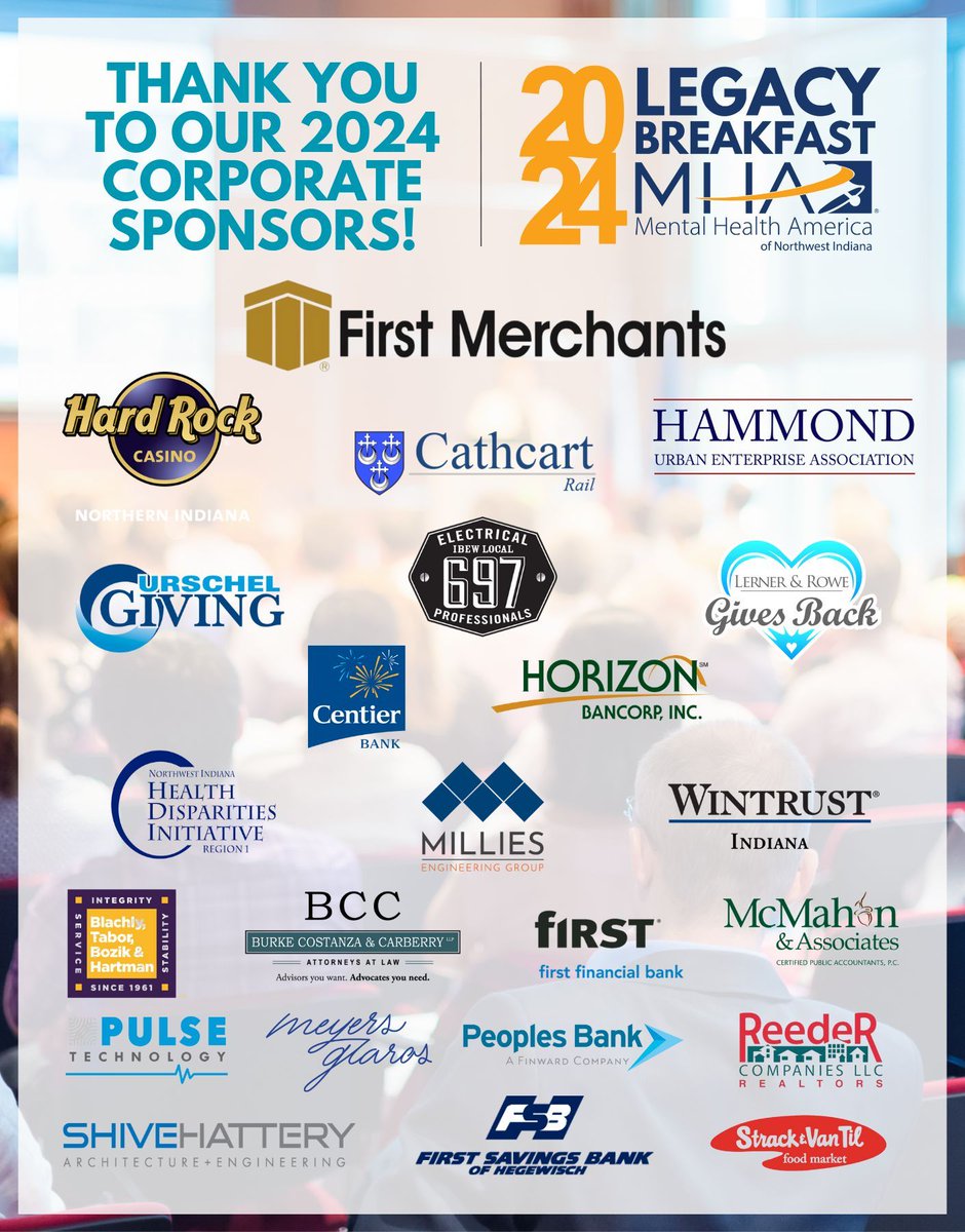 What a wonderful morning we had at our 6th Annual Legacy Breakfast! Thank you to our incredible sponsors! Stay tuned for more updates from this year's event! #nwi #events #2024 #LegacyBreakfast #MHANWI #sponsors #thankyou #community #mentalhealth