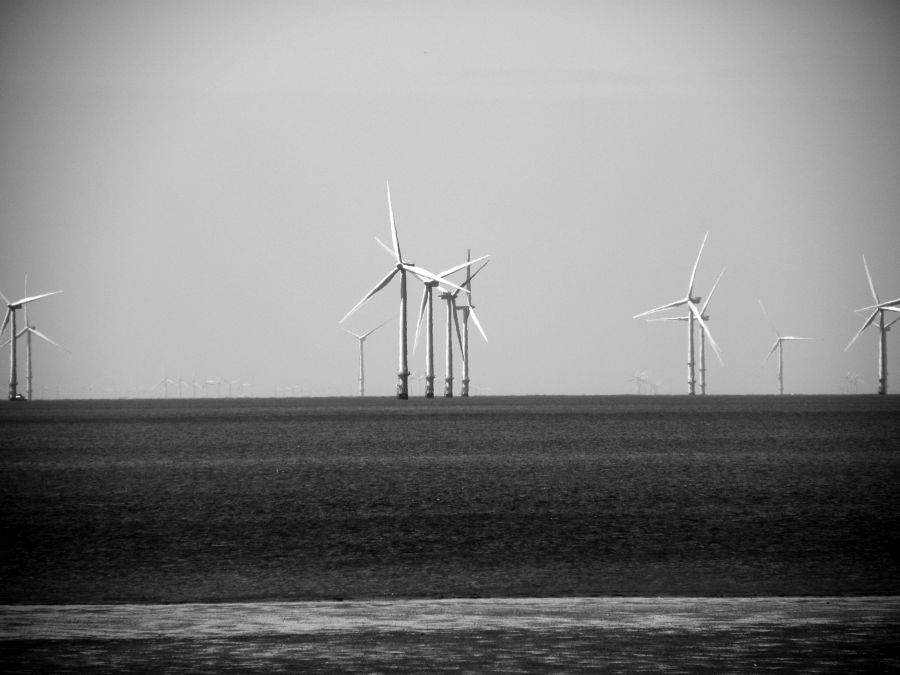 CROSBY. The big windmills in the sea. #Crosby #Liverpool #windpower #RenewableEnergy #blackandwhitephotography