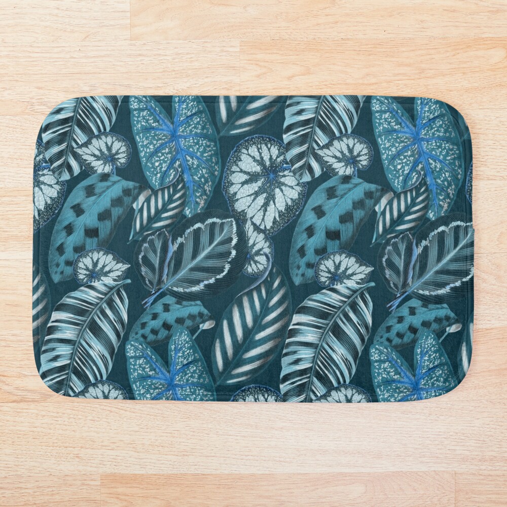 'Blue Leaves' Bath Mat >> redbubble.com/i/bath-mat/Blu… #blue #leaves #bathmat #bathroom #decor #Homedecoration