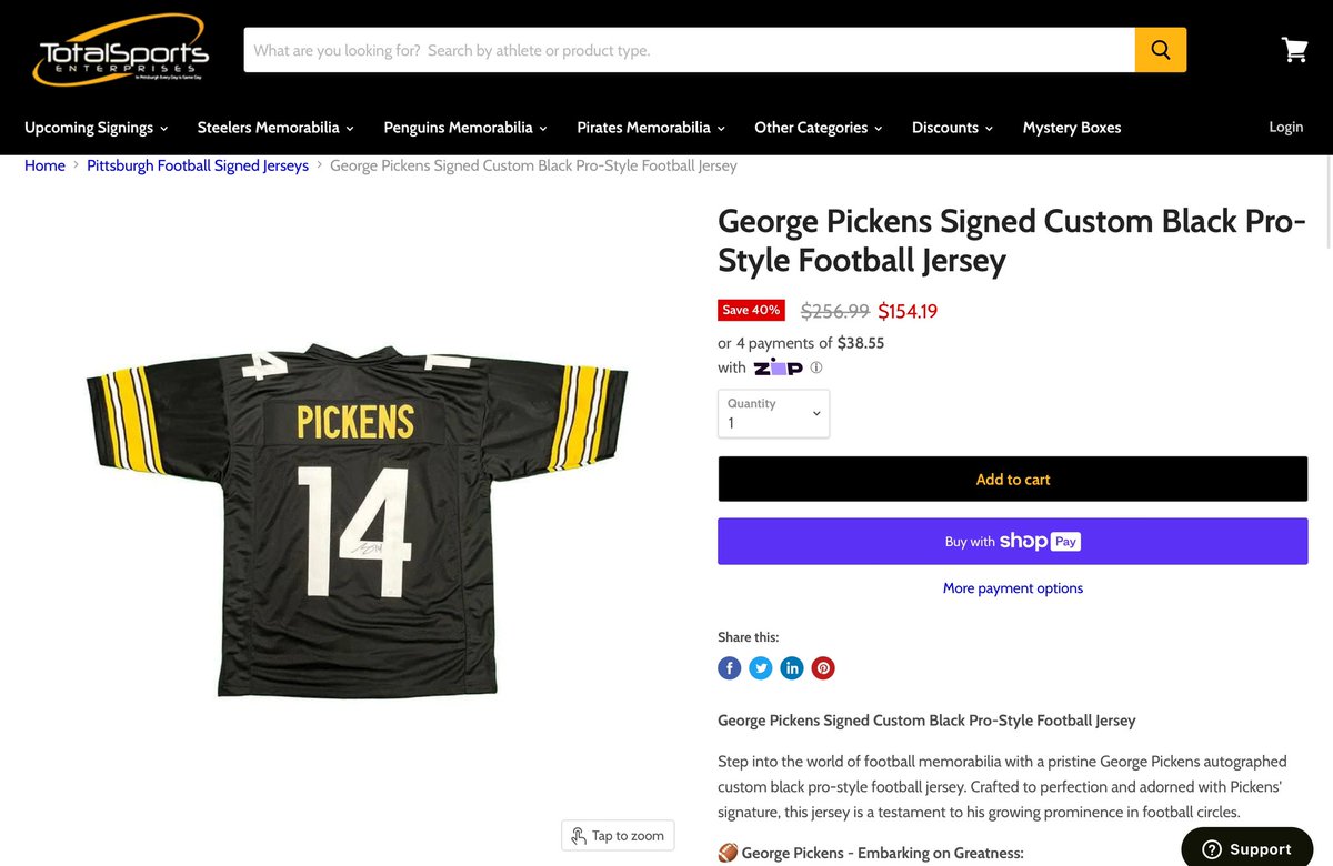 Guys…. This Custom signed George Pickens jersey is only $154 now on @TotalSportsEnt  website!!…

🤯🤯🤯🤯🤯

Use code “THESTANDARD” for an extra $10 off!!!

Good Luck!