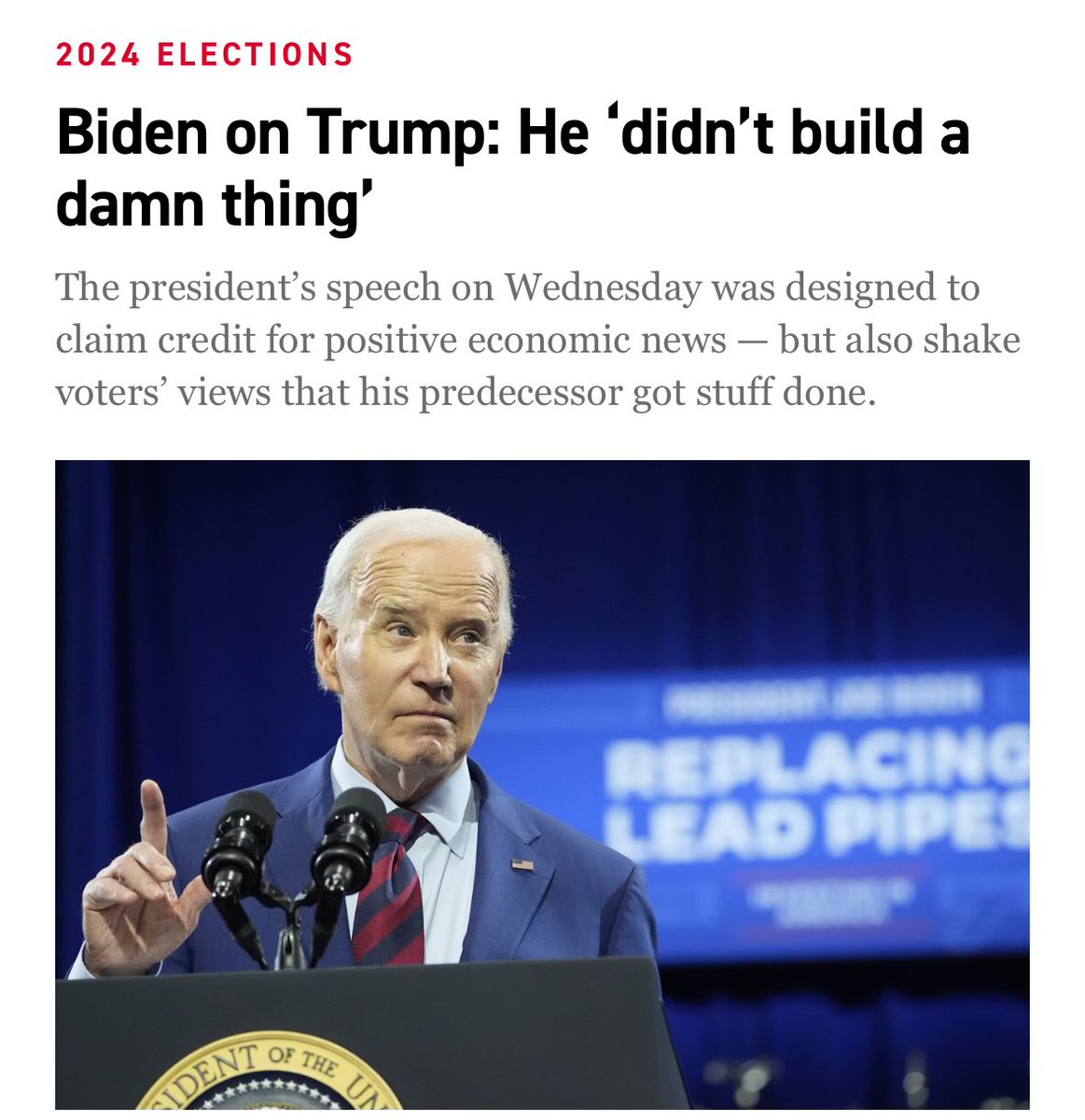 Joe Biden delivering. Donald Trump is 🤷 politico.com/news/2024/05/0…