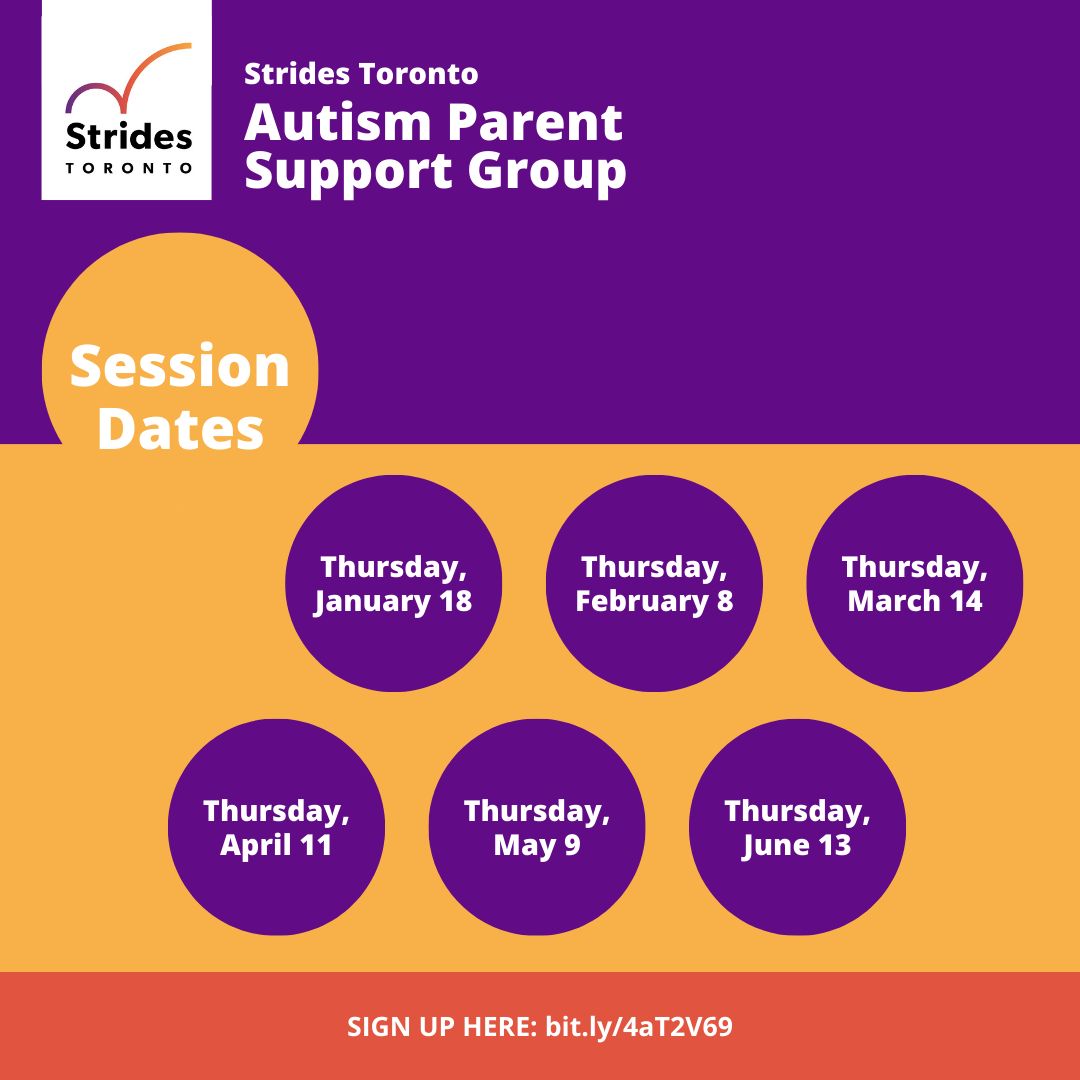 Our Autism Parent Support Group meets TOMORROW, Thursday May 9th at 10am via Zoom. Sign up for the Autism Support Group here: buff.ly/3vlXTPM 

#StridesTO #AutismAcceptance #MentalHealth #parenting #scarbTO