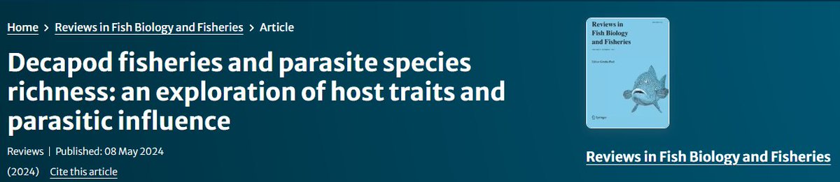 Well done lead author @LizDuermit for this fantastic meta-analysis of parasites, decapods, fisheries, and host traits 🦀 Solitary behaviour corellates with less infection! #CrabsSocialDistance Longevity doesn't predict parasite diversity! #LiveLongLikeaLobster Find out more...