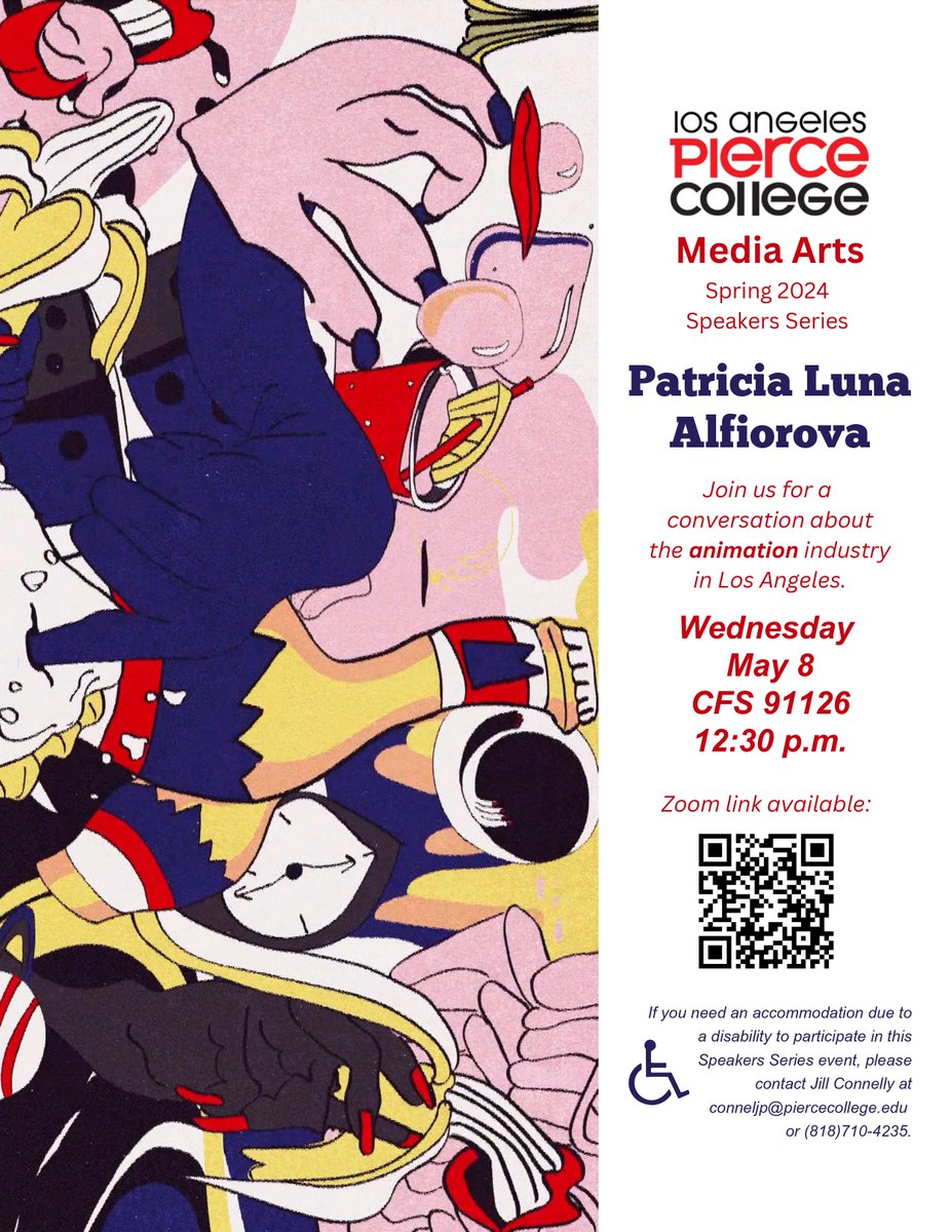 Join us in the Center for Sciences for our second Spring 2024 Speakers Series lecture. Patricia Luna Alfiorova will give a presentation on working in the animation industry in Los Angeles.