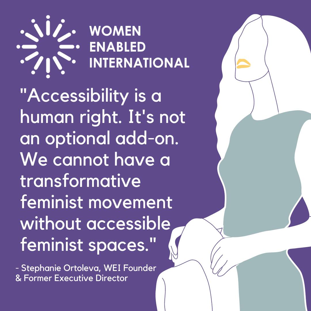 WomenEnabled's tweet photo. 📢 "Accessibility is a human right. It's not an optional add-on. We cannot have a transformative feminist movement without accessible feminist spaces." Stephanie Ortoleva, WEI Founder

#CommitToAccess ➡️ sign-on to the #FeministAccessibilityProtocol

https://t.co/Xh8hF25OPb https://t.co/UyWtGSMNLB