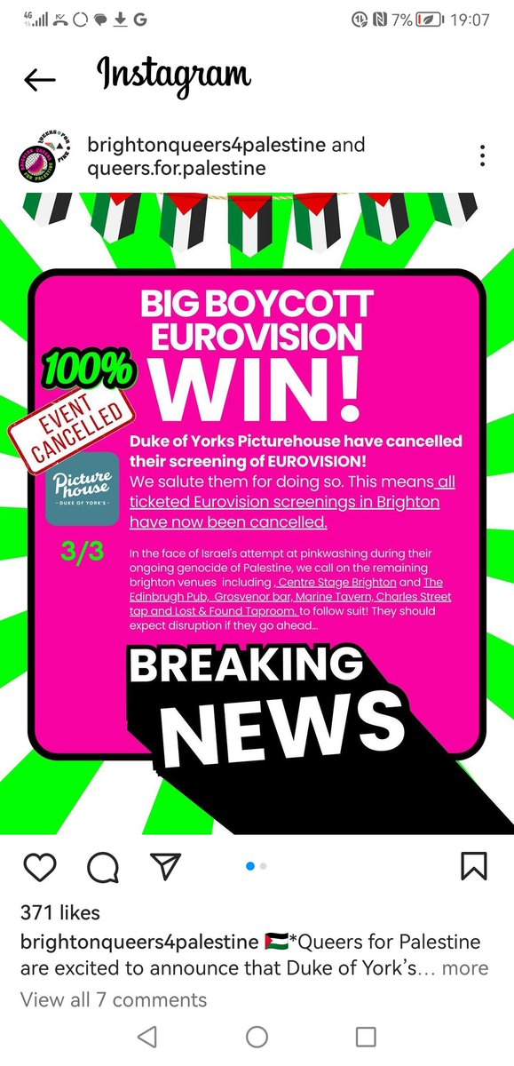 💥💥💥 BREAKING!! 💥 WIN #4!! 
Massive win & respect to @dukeofyorks cinema who have listened to local opposition & just cancelled their big Saturday night @Eurovision event!!
They are the 4th (& biggest) local venue to heed the #BoycottEurovision2024 call & cancel. 🇵🇸