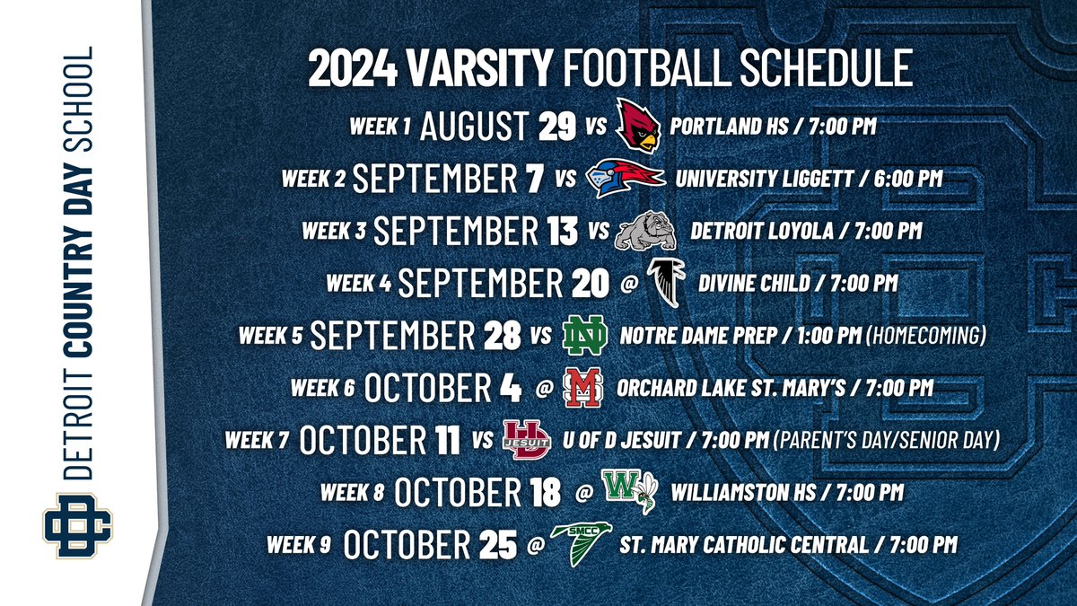 The upcoming Football schedule is out!