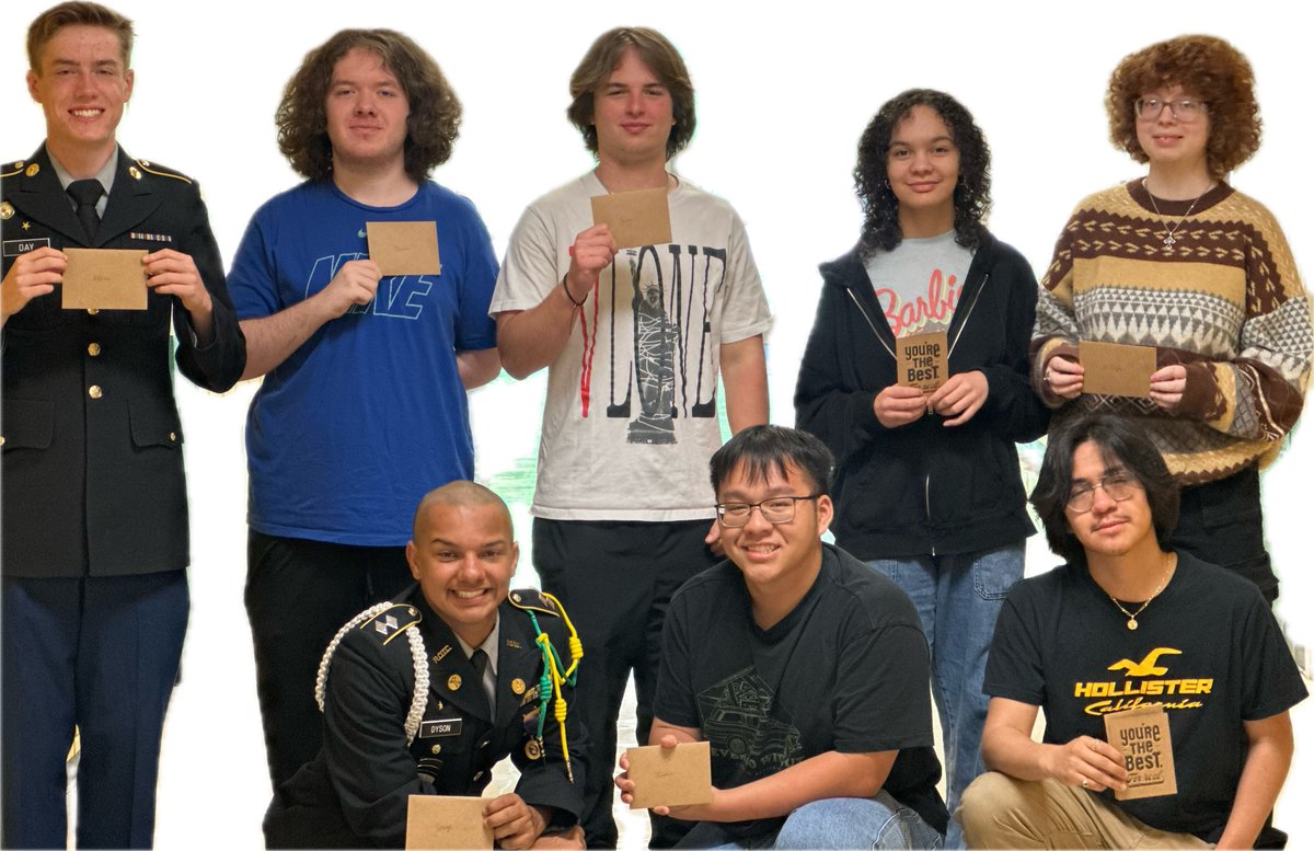 A huge shout out to our Juniors! They scored 20+ composite score on the ACT! They were recognized today during Homeroom. The students are Victor Acosta, Greyson Causby, Justin Chang, Addison Day, Gaige Dyson, McKayla Freedle, Jose Parra Rodriguez, Derrick Ventura and Jesse Wiand.