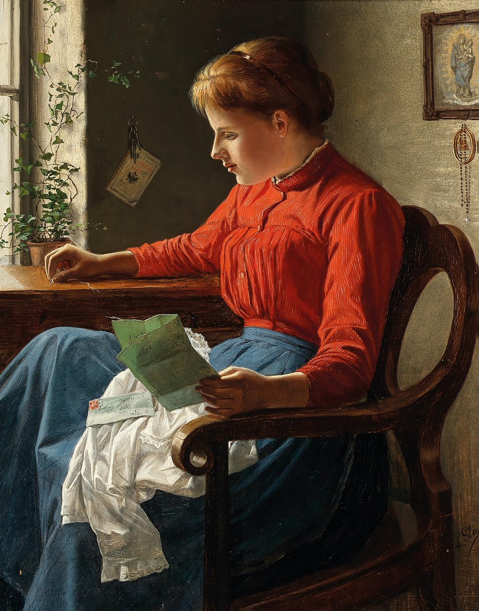 LUDWIG GLOSS Pintor Austríaco 1851-1903 Óleo s/ Lienzo - 40,5 x 30,5 cm 'La Carta'