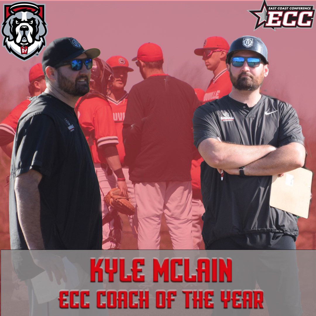 dyouvillesaints's tweet photo. Our fearless leader🫡 After leading D’Youville to a program-record 29 wins and #1 seed in the ECC Tournament, Kyle McLain has been named ECC Coach of the Year! ⚾️ https://t.co/nKuOrobQ4t