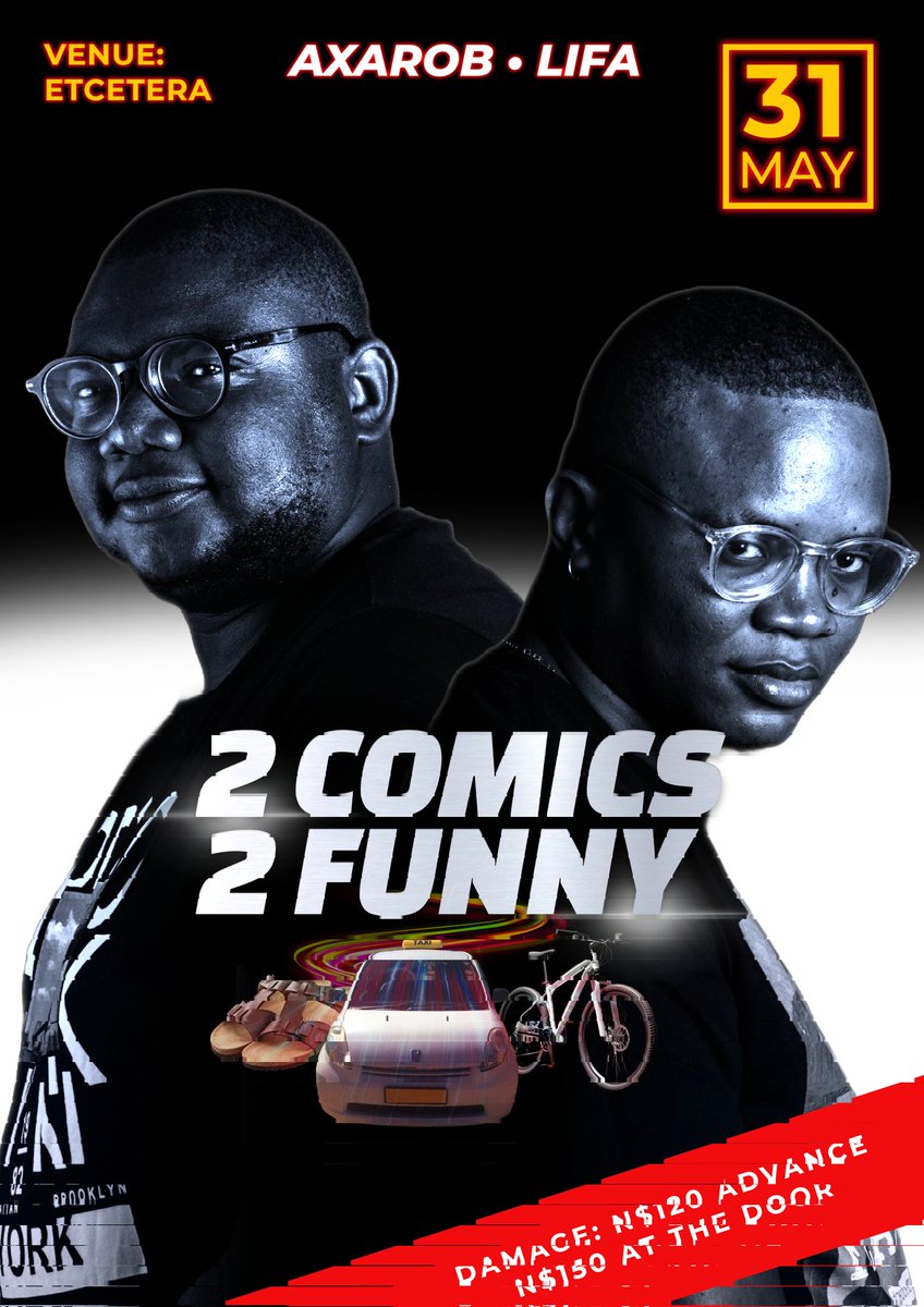 We are live on the 31st of May 2024 Stand up comedy in Namibia is about to have 2 Comics on stage and it will be 2 funny to miss... If you aren't 2 will be 2 furious when tickets sell out For tickets & more info contact: Lifalazas@gmail.com or Carlosmurorua@gmail.com