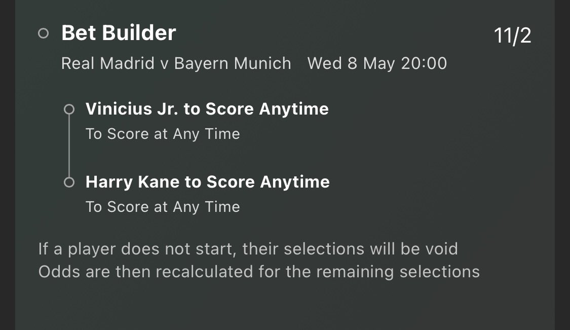 ultimatesportip's tweet photo. FOOTBALL ⚽️ 

UEFA Champions League ⚽️

Real Madrid vs Bayern Munich

Vinicius Jr. &amp; Harry Kane - Anytime Goalscorer Double

@ 11/2

(0.5 Point)

#UCL #CL #RealMadrid #packmas #RMAFCB https://t.co/H1Adtr9Rac