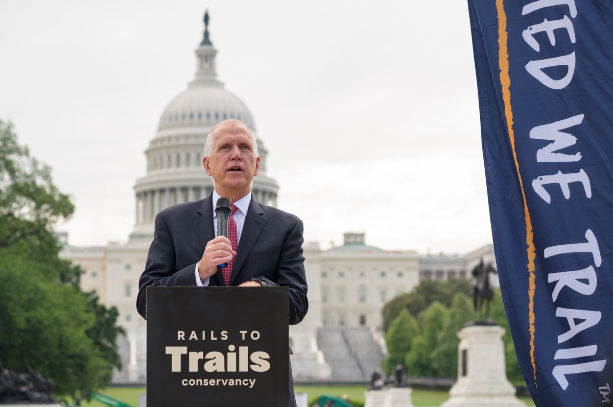 I enjoyed participating in @railstotrails & @WarriorHike's kick-off celebration this morning. Please join me in wishing this crew the best of luck as they embark on their 3,700+ mile-long ride!