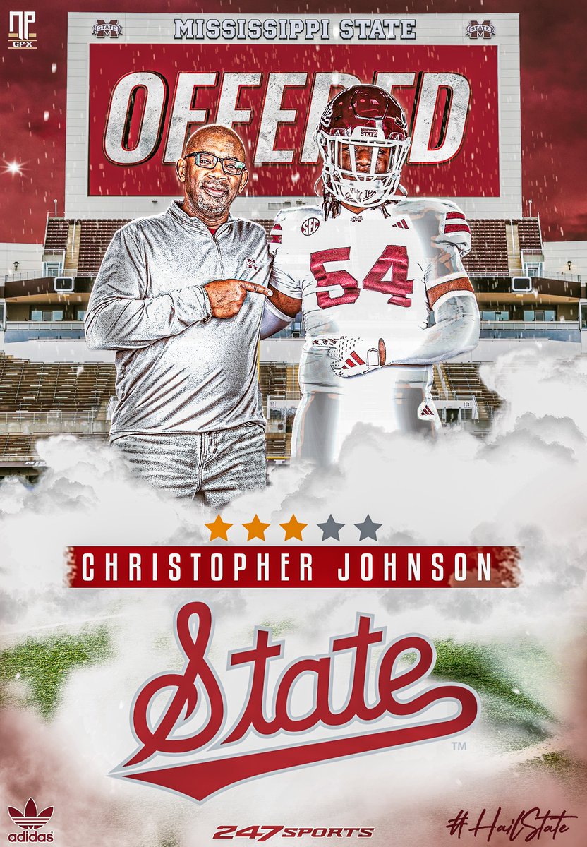Christopher Johnson (@Chris4_Johnson) picks up the offer from #HailState Football! The class of 2025 @247Sports 3⭐️ defensive lineman from Montgomery, Alabama is the latest defensive prospect offered by the Bulldogs. 🐶