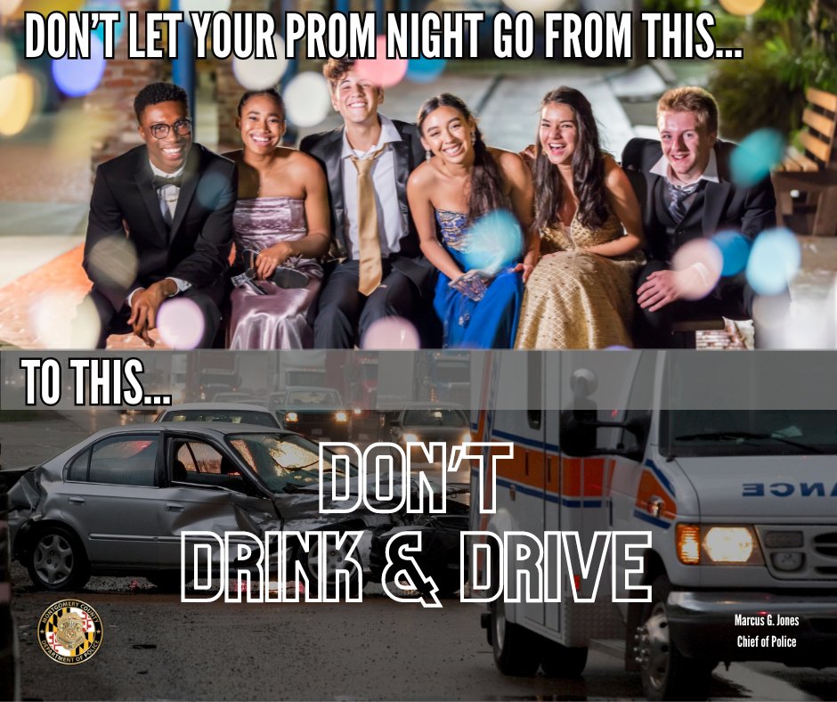 #TrafficTipTuesday –

Don’t drink and drive this prom season and don’t get in the car with someone who has been drinking.

Underage drinking is illegal, all it takes is one bad decision that can change the rest of your life.

#MCPNews #MCPD