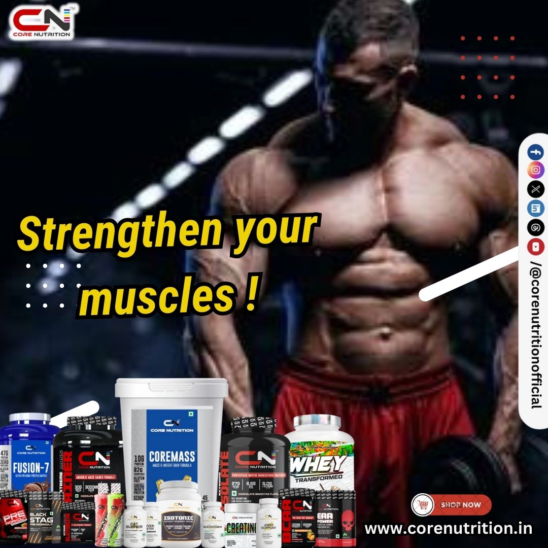 Strengthen your muscles !
Order Now: 🌐 corenutrition.in
.
.

#wheyisolate #wheyprotein #wheytranform #fusion7 #coremass #gainer #fitness #gym #protein #bodybuilding #gymlife #fitnessmotivation #workout #gymmotivation #supplements #Trending