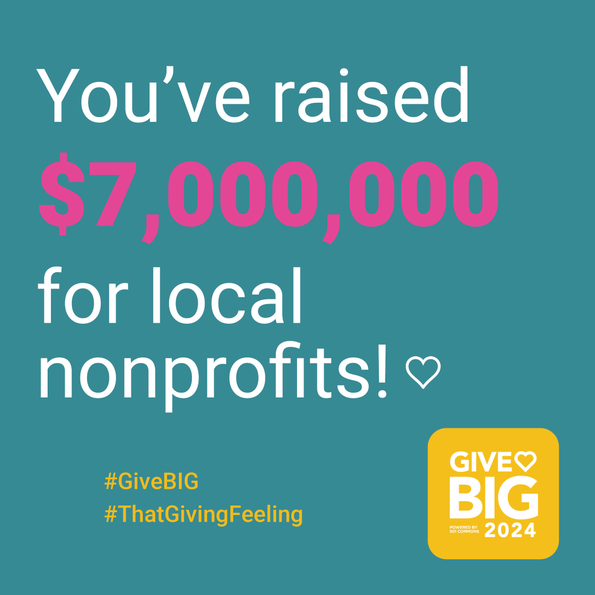 We’ve just surpassed $7 million raised for WA #nonprofits! We’re in the midst of the Valtas Group’s #PowerHour! They will award $500 prizes to the three organizations (small, medium, & large) that have the most unique donors. #GiveBIG #ThatGivingFeeling wagives.org