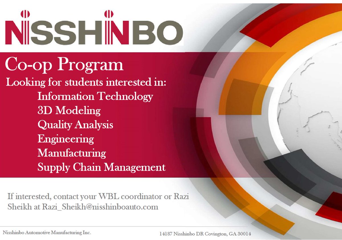 NCCAWBL's tweet image. Juniors &amp;amp; seniors no summer plans yet? There's still time to apply for a paid summer internship in IT or AutoCad at Nisshinbo. @NewtonCoSchools
@NewtonSupt @NCSS_CTAE #NCSSBeTheBest #NewtonCTAE #myncca @NCCA_Covington
@GAWBLworks @Alcovyhs @EHS_Eagles
@Newton_High