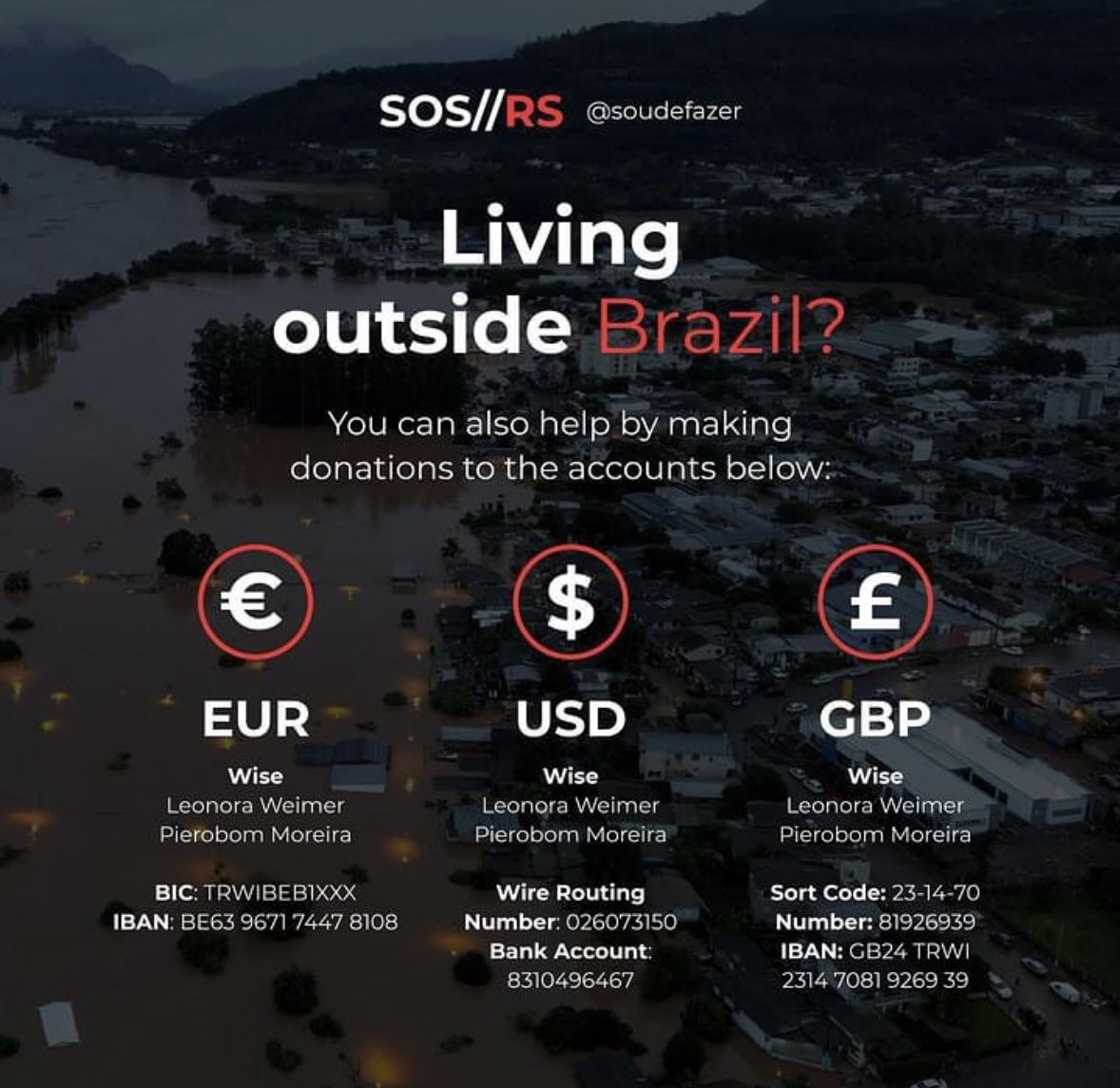 📢 | If you live outside of Brazil and want to donate to a trustworthy nonprofit organization that is helping the people from Rio Grande do Sul with water/clothing/food/rescues/assistance we present to you #SOUDEFAZER! Their Instagram Profile for more informations: