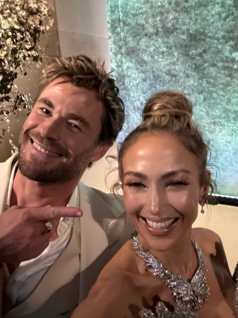 Jennifer Lopez with Bad Bunny and Chris Hemsworth at the Met Gala.