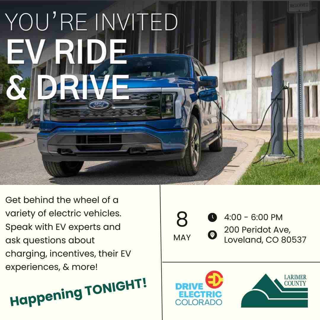 Join us TONIGHT to check out some EVs! We’ll have the Ford Lightning, Mach-E and Lincoln Nautilus hybrid available for you to take for a spin. 

#loveland #lovelandcolorado #lovelandco #larimercounty #ev #rideanddrive #electricvehicles #fordlightning #fordmache #lincolnnautilus