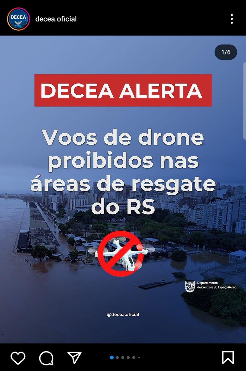 camposerick_'s tweet photo. @whindersson O DECEA (órgão que controla o espaço aéreo) proibiu vôos de drone nas áreas de resgate. Ou seja, qualquer drone que esteja voando, estará voando ilegalmemte. https://t.co/R3422N7sKm