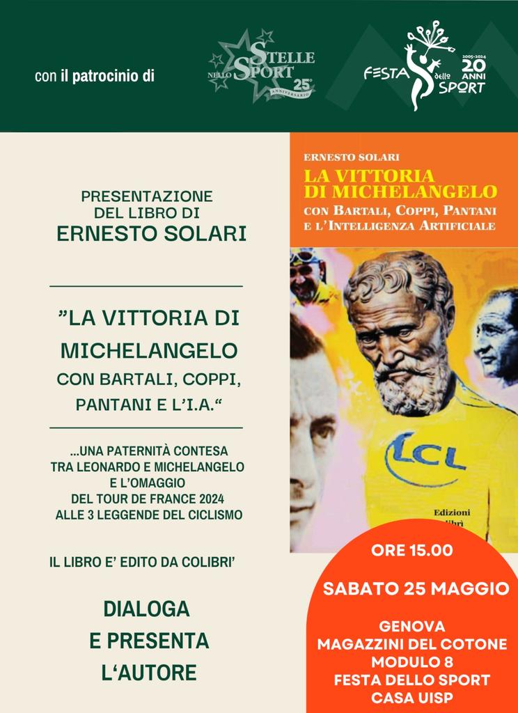 SolariErnesto's tweet image. Lo squalo #Nibali oggi al #GirodItalia nella tappa di #Genova... Che dal 24 L 26 ospiterà la 20a edizione della #Festadellosport dove presenterò il mio nuovo libro dedicato alle tre leggende #Bartali, #Coppi e #Pantani