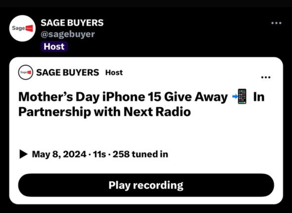 Thanks to the 258 people that tuned in to our space amidst their busy midweek schedule 👊🏼

Keep sharing  those special memories with your mum to win her  an iPhone 15 📲

#SageMothersDay #NextMothersDay