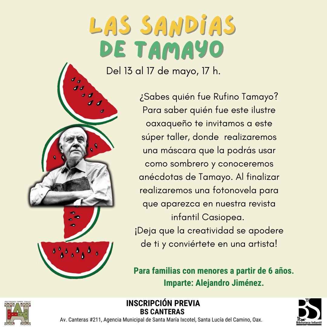 La próxima semana tendremos un taller súper padre en el que conoceremos del pintor oaxaqueño Rufino Tamayo, además podrán realizar una fotonovela para que sea publicada en nuestra revista infantil 🤩. ¡No se lo pierdan! #FAHHporMéxico #FAHHO #BScanteras @FundacionAHHO