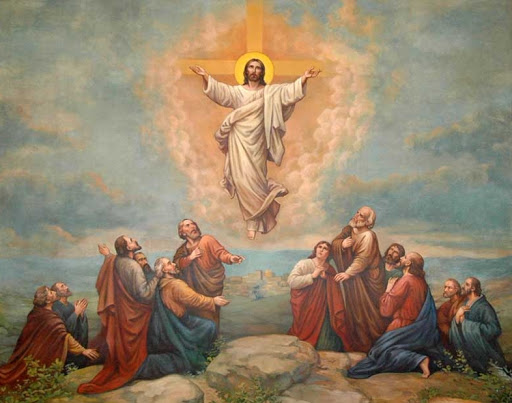 Ko so po njegovem odhodu strmeli v nebo, glej, sta stala pri njih dva moža v belih oblačilih, ki sta rekla: »Možje Galilejci, kaj stojite in gledate v nebo? Ta Jezus, ki je bil vzet od vas v nebo, bo prišel prav tako, kakor ste ga videli iti v nebo.«
Apd 1, 10-11