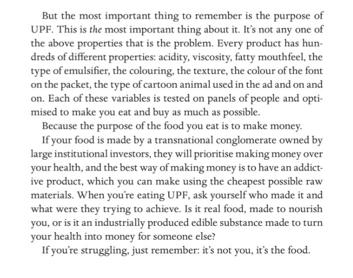 What's the *purpose* of ultra-processing? Corporate gain. The crux of the issue succinctly stated by @DoctorChrisVT (from the new paperback, which you should all buy immediately)