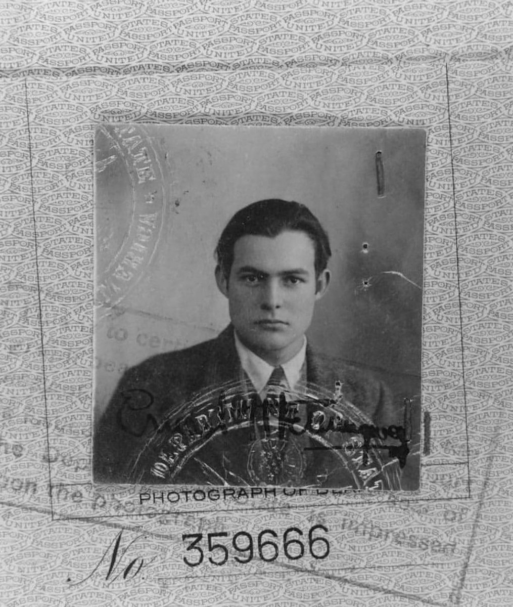 Ernest Hemingway in a United States passport photograph, 1923.