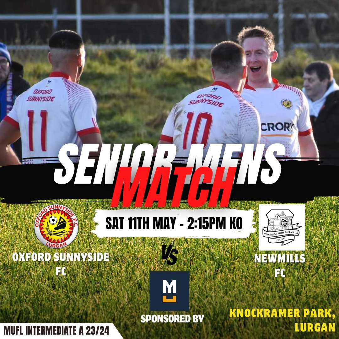 ⚪️🔴FIRST TEAM FIXTURE⚪️🔴 On Saturday we host Newmills Football Club in our penultimate home league game of the season. All Support Welcome Keep an eye on Social Media for details on our last home game of the season on 18th May. #lurganswhiteandredarmy #upthebigO