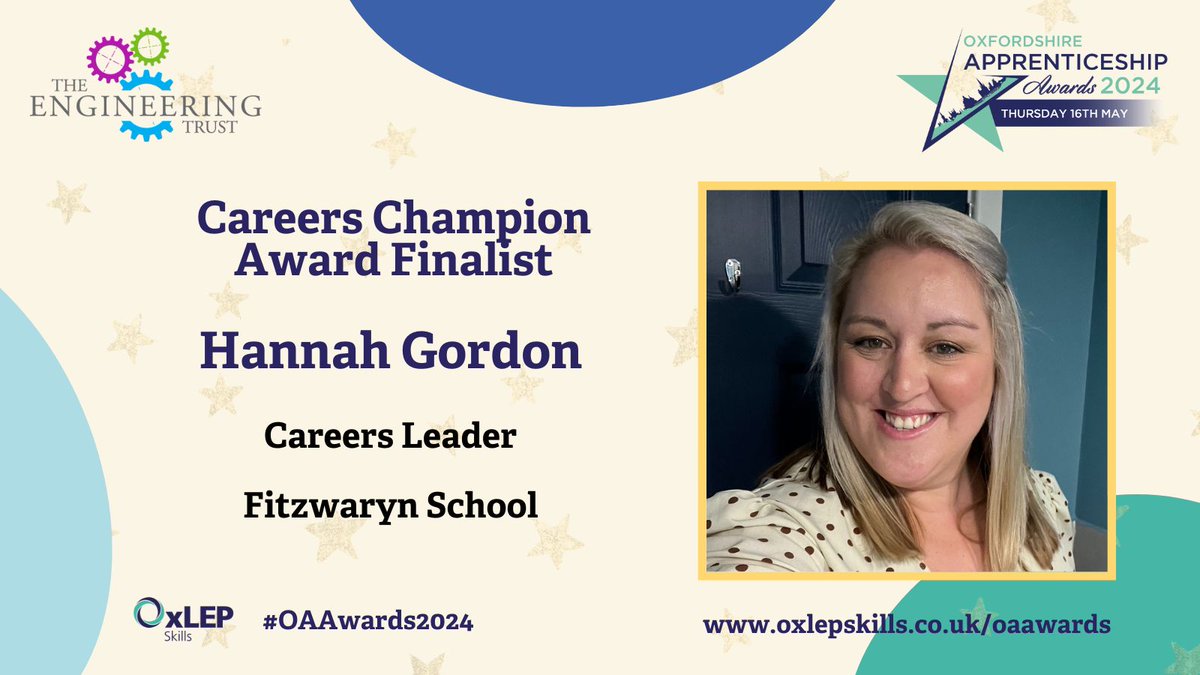 Oxfordshire Apprenticeship Awards (@oaawards) on Twitter photo π Congratulations to Hannah Gordon, Careers Leader at Fitzwaryn School, finalist in the #Oxfordshire #Apprenticeship Awards <a href="/EngineerTrust/">The Engineering Trust</a> Careers Champion Award! #OAAwards2024 #OAHour π Congratulations to Hannah Gordon, Careers Leader at Fitzwaryn School, finalist in the #Oxfordshire #Apprenticeship Awards <a href="/EngineerTrust/">The Engineering Trust</a> Careers Champion Award! #OAAwards2024 #OAHour