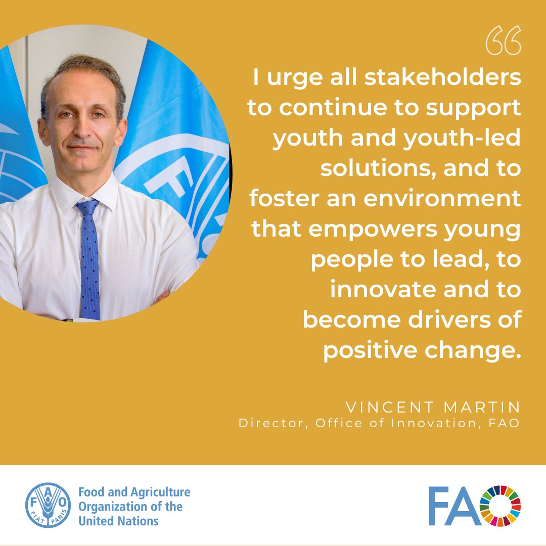 At the side-event on youth-led innovation at the #STI Forum, @FAO's @MartinVncnt encouraged young leaders to apply to @World_FoodForum's: 👉 Transformative Research Challenge 🔗 bit.ly/4bamSVO 👉 Startup Innovation Awards 🔗 bit.ly/4dy3PXm #Tech4SDGs